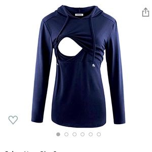 Nursing Long Sleeve Sweatshirt Hoodie - Navy